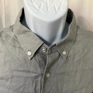 Everlane Men's solid gray short sleeve 100% linen shirt Medium M EUC